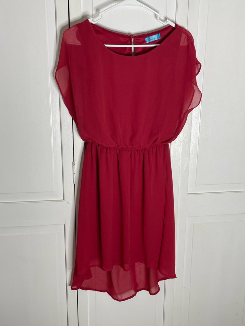 Buttons Brand - High-Low Chiffon Dress in Red Size Small/Medium